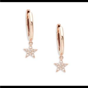 SAKS FIFTH AVENUE 14K Rose Gold & Diamond Star Hoop Drop Earrings